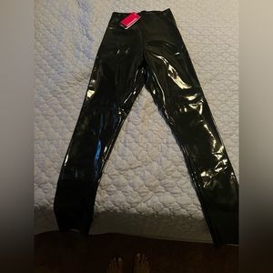 Black faux leather leggings
